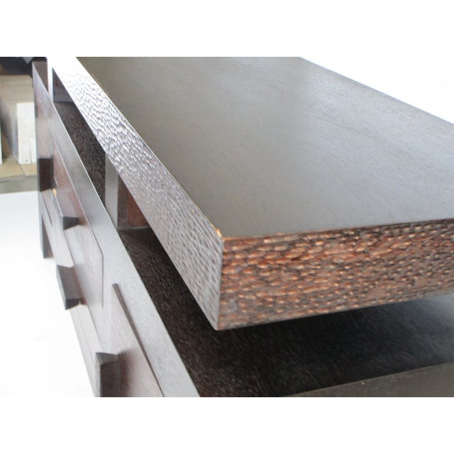 This custom Rustic Modern Sideboard was made by Paul Marra. The piece needs some minor repairs to the legs, and one chip...