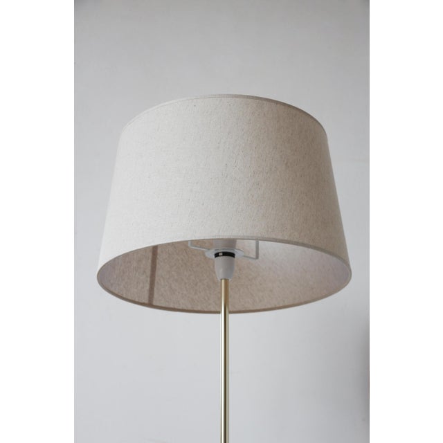 Vintage Scandinavian Floor Lamp in Wood and Gilded Brass with Beige Lampshade, 1960s For Sale - Image 6 of 12