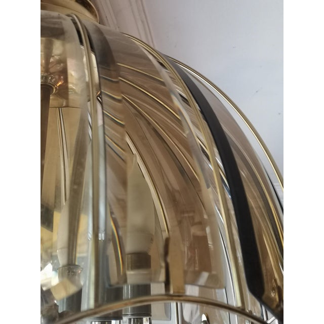 Smoked Amber Beveled Glass Umbrella Shape Light Fixture For Sale - Image 9 of 17