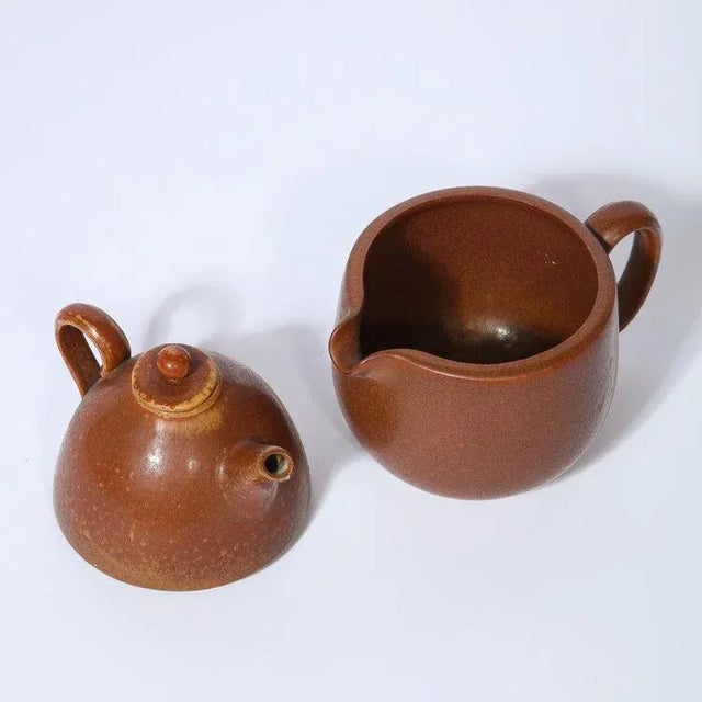 Rörstrand Mid Century Modern Gunnar Nylund for Rörstrand Double Ceramic Teapot - A Pair For Sale - Image 4 of 13