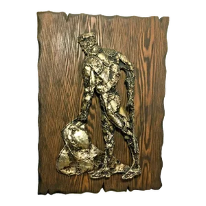 Vintage 1980s Large Brutalist Wall Sculpture Art 3D Matador Bull Fighter Finesse Originals