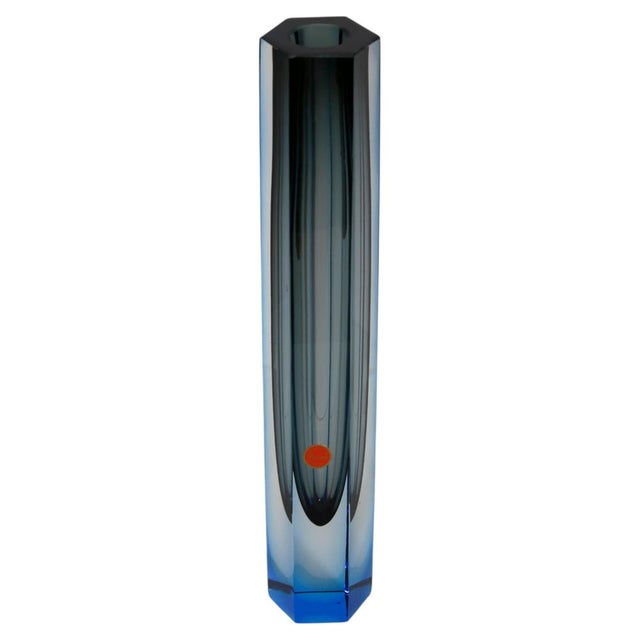 Faceted Murano Sommerso Glass Vase, Italy, 1990s For Sale - Image 10 of 10