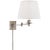 Triple Swing Arm Wall Lamp in Antique Nickel with Silk Shade Height: 13" Extension: 18.5" Backplate: 3.5" x 4.5" Rectangle...