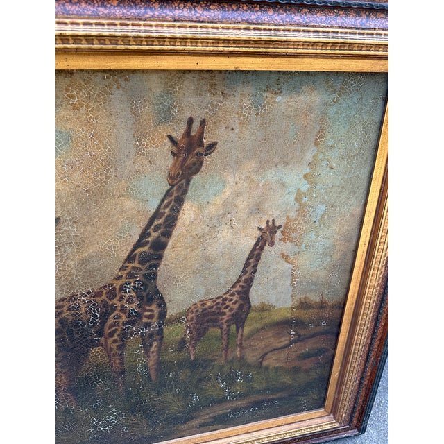 1970s Large Framed Painting of Giraffes in Wild For Sale In Atlanta - Image 6 of 11