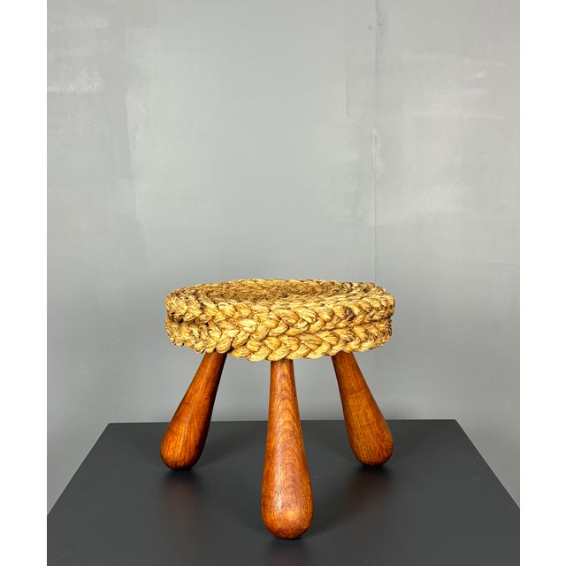 Mid-Century French Braided Rope Stool from Audoux & Minet, 1950s For Sale - Image 6 of 15