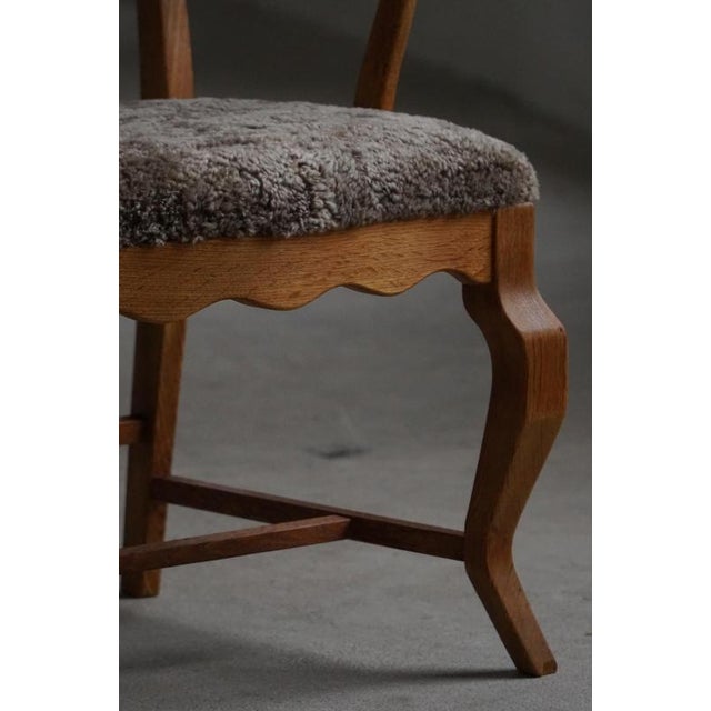 Mid-Century Razorblade Armchair in Oak and Lambswool attributed to Henning Kjærnulf, 1960 For Sale - Image 12 of 18