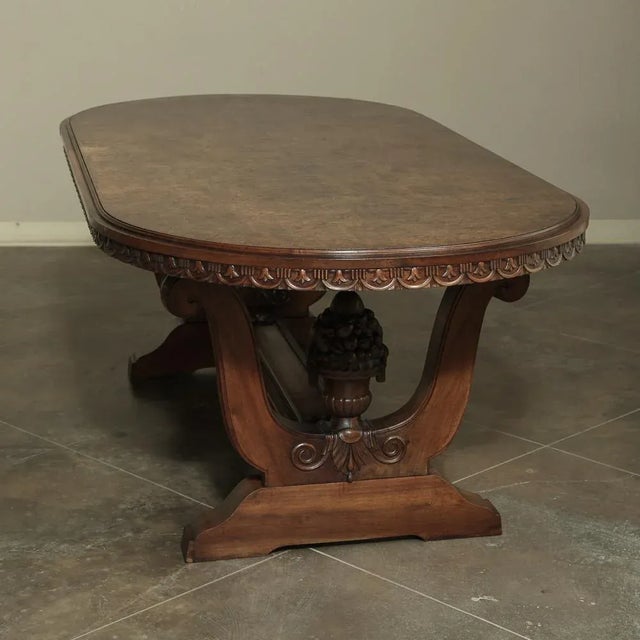 Neoclassical Italian Neoclassic Oval Walnut Dining Table For Sale - Image 3 of 9