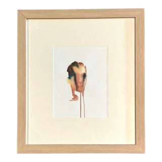 Vintage Framed Abstract Figurative Watercolor on Paper For Sale