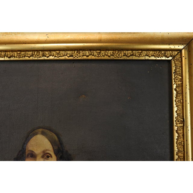 Wood 19th Century Victorian Oil Portrait Pendant Pair in Gilt Frames For Sale - Image 7 of 16