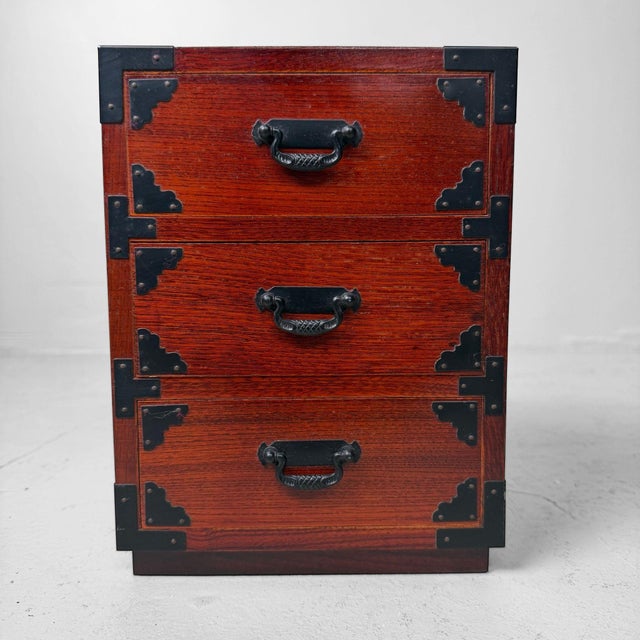 Vintage Japanese Mini-Tansu Cabinet with Three Drawers, 1980s For Sale - Image 9 of 9