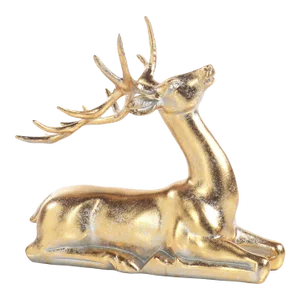 Clara Gold Sitting Deer Figurine Statue