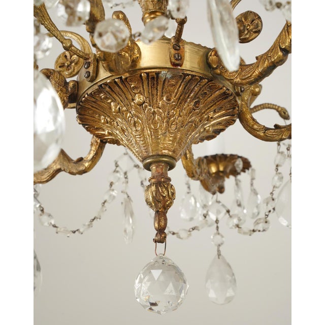 Brass Spanish Rococo Revival Gilt Crystal Chandelier For Sale - Image 8 of 12