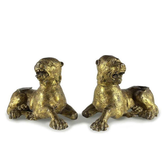 Gilded Bronze Lions, Nuremberg, 1500, Set of 2 For Sale - Image 6 of 8