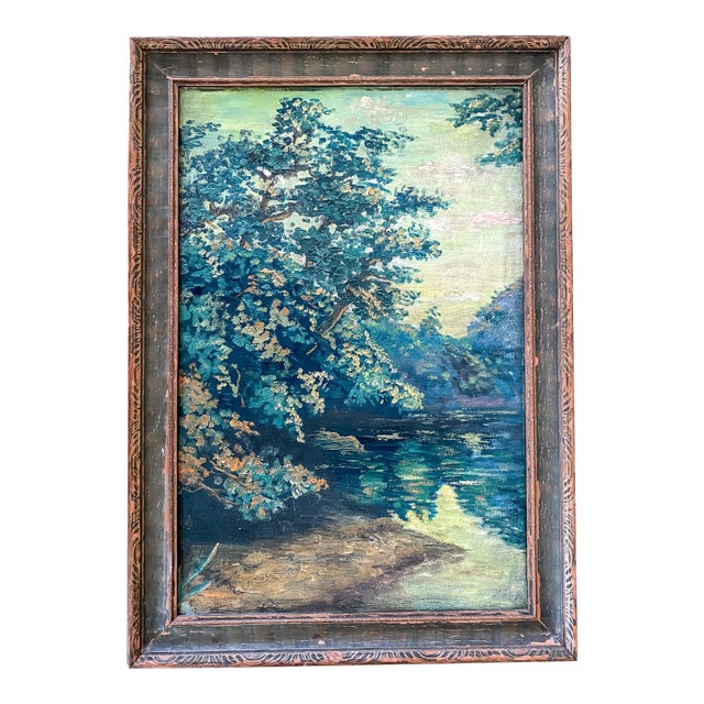 Early 1900s Framed Virginia River Scene by Emerging African American Artist For Sale