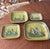 A set of 4 beautifully hand-painted rustic nesting bowls crafted in 1940s Tlaquepaque, Mexico. Measurements: 12x10.5x2...