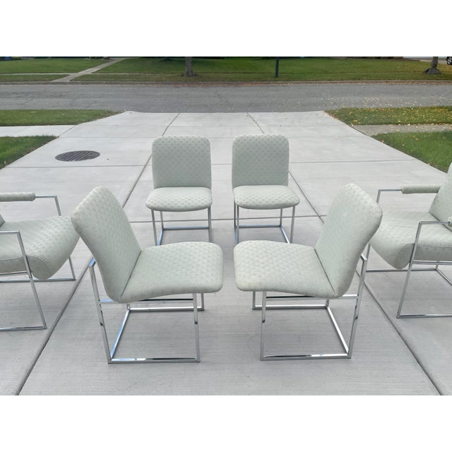 1970s Milo Baughman "Thin Line" Style Chrome Dining Chairs - Set of 6 For Sale - Image 5 of 11
