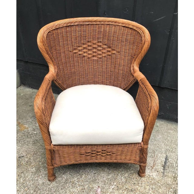 Tan Wicker Wingback Chair Chairish