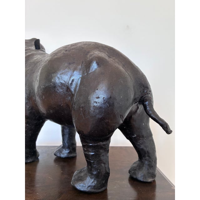 Large Vintage Handcrafted Leather Hippopotamus Statue For Sale - Image 6 of 10