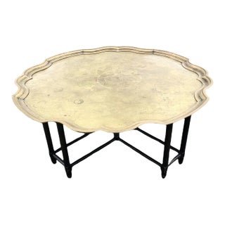 Late 20th Century Hollywood Regency Style Brass Tray-Top Table For Sale