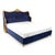 The Georgia Queen Bed from Zentique is a French Louis XV-style queen bed in navy blue velvet with a carved gold-leafed...