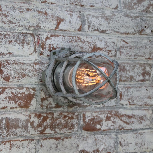 Industrial Vintage Industrial Clear Glass Flush Mount Ceiling Light from Industria Rotterdam For Sale - Image 3 of 9