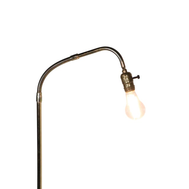 Metal Mid 20th Century Brass Gooseneck Floor Lamp For Sale - Image 7 of 15