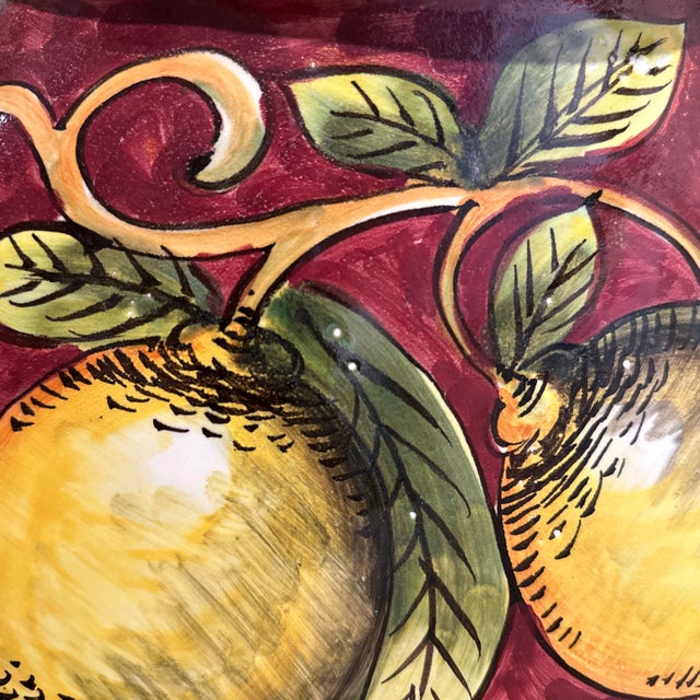 Italian Lidded Olive Container, Lion Head and Lemon Tree Motif Fabulous Large For Sale - Image 4 of 8