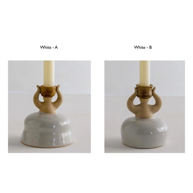 Hand build stoneware candle stand by Imai Ritsuko. A is sold. B is available. Made in Mashiko, Japan. Imai Ritsuko's...