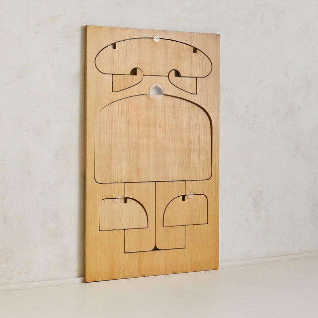 Italian Birch Wall-Mounted Folding Table with Shelves by Anonima Design, 1970 For Sale - Image 4 of 11