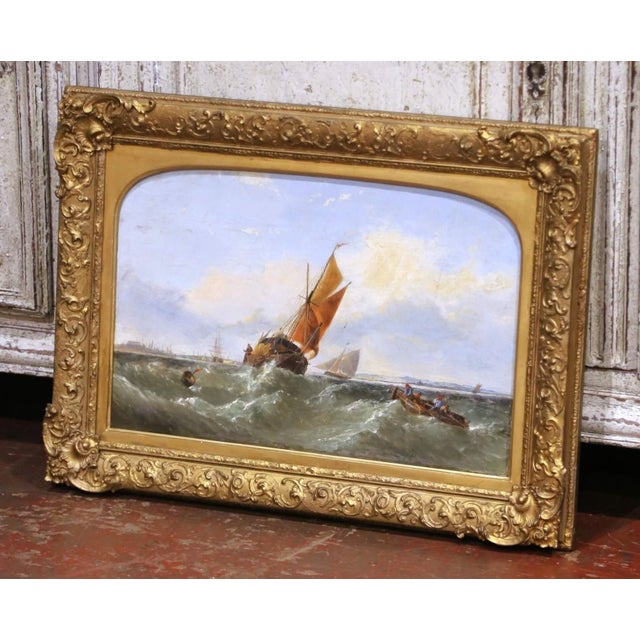 Decorate a study, library, office, or coastal retreat with this beautiful antique marine painting. Crafted in England...