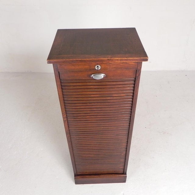 Oak Roller Shutter Cabinet with Shutter, 1930s For Sale - Image 4 of 18