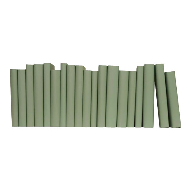 Decorative Books - Spanish Moss Paper Wrapped Books - Green Books By The Foot For Sale