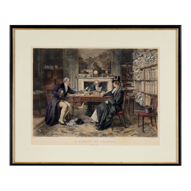 A Breach of Promise - Hand Colored Etching on Paper 1900 Victorian by James Dobie For Sale
