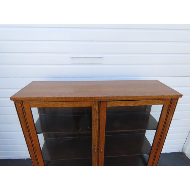 Peck and Hills Furniture Tiger Oak China Cabinet Bookcase Cupboard 6569 For Sale - Image 9 of 18