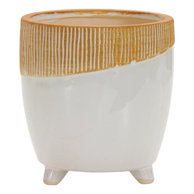Dual Tone Ceramic Planter 7.75"H For Sale