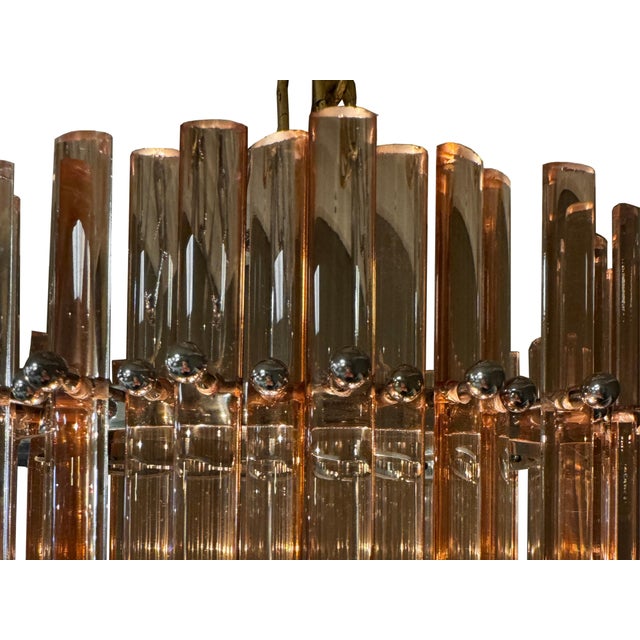 Mid Century Style Currey and Co. Pink Glass Swizzle Stick Chandelier For Sale - Image 11 of 16