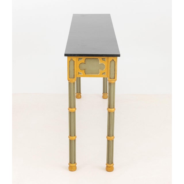 Late 20th Century Gothic Style Green Painted Console Table For Sale - Image 5 of 8