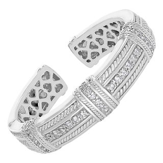 2.2 Carat Diamonds and 83 Gm 18 Karat Gold Cuff Bangle Bracelet Judith Ripka For Sale
