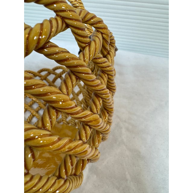 Primo'Gi Ceramic Woven Basket, Signed For Sale - Image 4 of 12