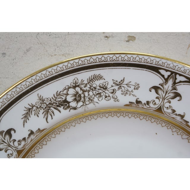 Gold Vintage Wedgwood X2830 Gilt Gold Floral Acanthus Leaf Dinner Plates 11" - Set of 12 For Sale - Image 8 of 11