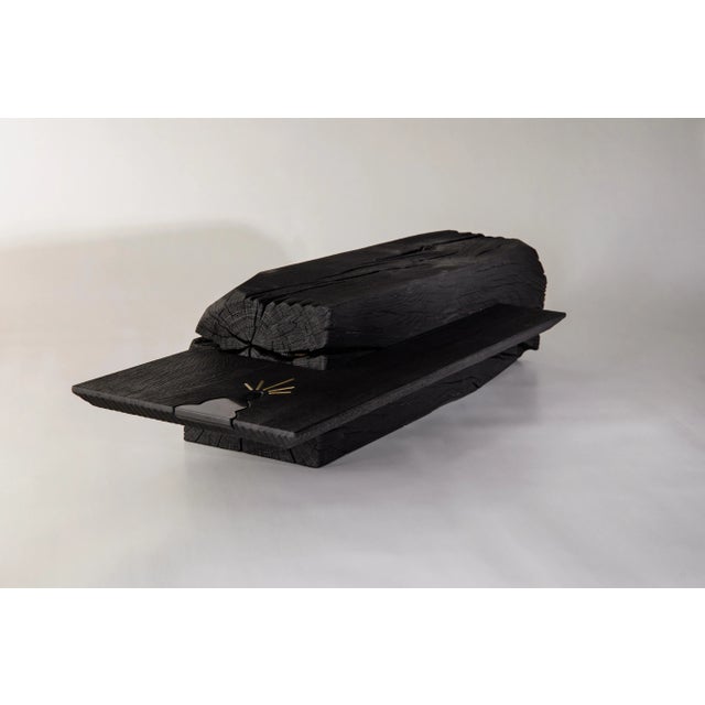 Unique charcoal black coffee table by jeremy descamps unique piece dimensions: w 150 x d 32 x h 50 cm materials: oak,...