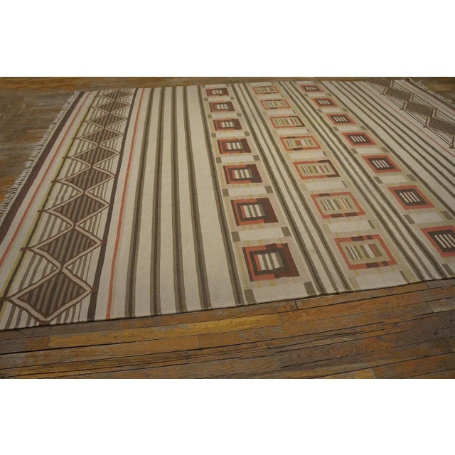Mid 20th Century Indian Dhurrie Carpet For Sale - Image 4 of 9