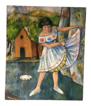 Original Mid Century Modernist Painting Dancer Signed