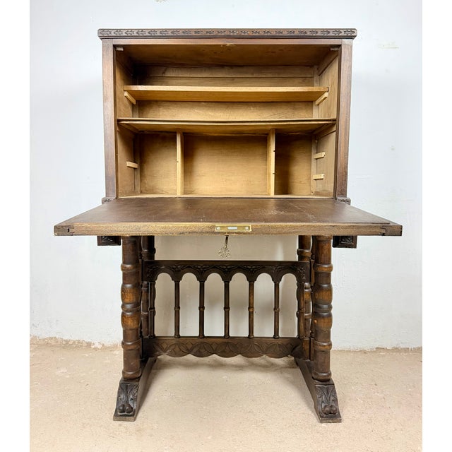Brown 20th Century Spanish Carved Wood Cabinet For Sale - Image 8 of 18
