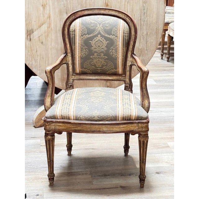 Fourteen Italian Louis XVI Period Laccatura Dining Chairs, 18th C. For Sale - Image 6 of 11