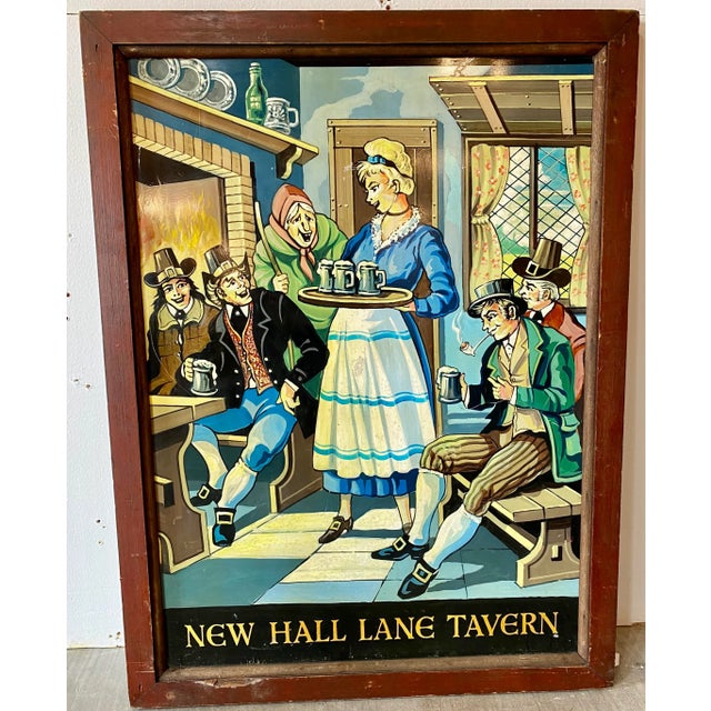 Blue Original Vintage Double Sided Wood Frame New Hall Lane Pub Sign From the U K For Sale - Image 8 of 10