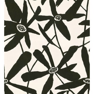 Sample - Blossom Wallpaper by Susan Hable in Black on Cream For Sale