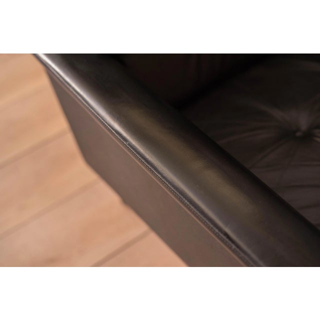 Vintage Scandinavian Rosewood and Black Leather Three Seat Sofa For Sale - Image 10 of 13