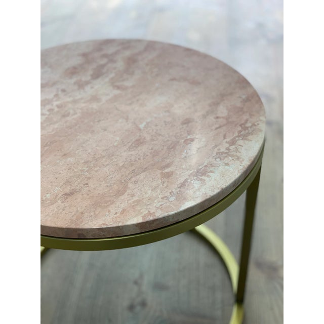 Modern Diana Round Coffee Table With Brass Tint and Marble by Casa Botelho For Sale - Image 4 of 8