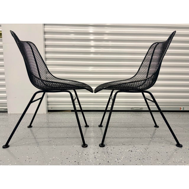 2-Mid century modern woodard sculptura side chairs designed by John Woodard, circa 1956 for the 'Sculptura' line. Features...
